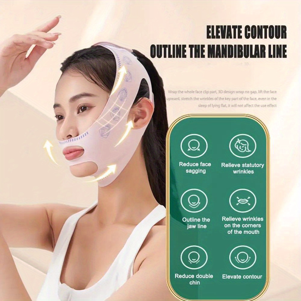 Health Wellness - あご頬痩身バンド Vシェイパー Vラインリフティングマスク フェイスリフティング アンチリンクルストラップバンド スリーピングマスク